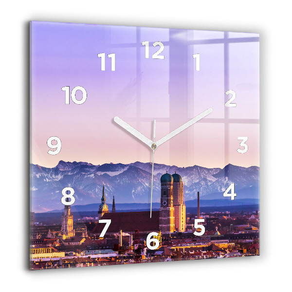 Square glass wall clock German Alps Munich