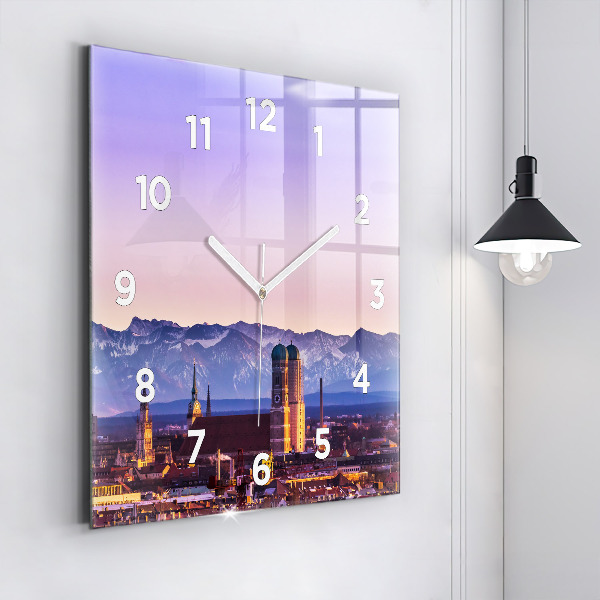 Square glass wall clock German Alps Munich