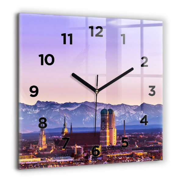 Square glass wall clock German Alps Munich