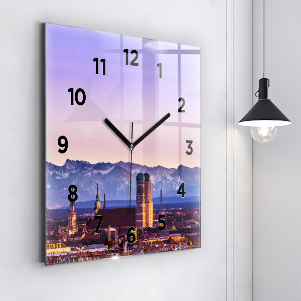 Square glass wall clock German Alps Munich