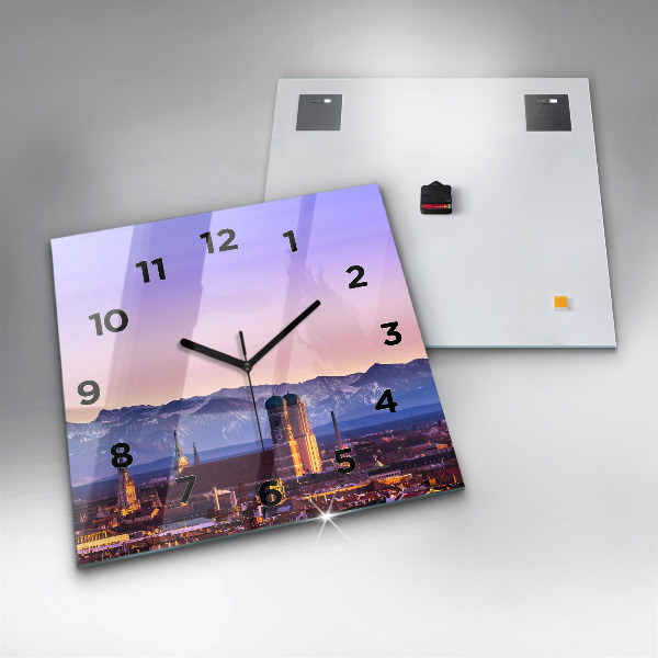 Square glass wall clock German Alps Munich