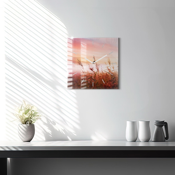 Square glass wall clock Foggy morning