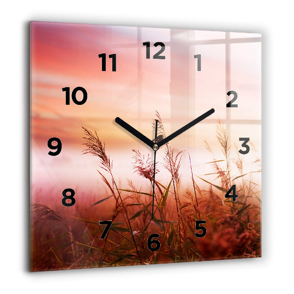 Square glass wall clock Foggy morning