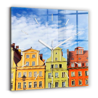 Square glass wall clock Wroclaw - Old Town