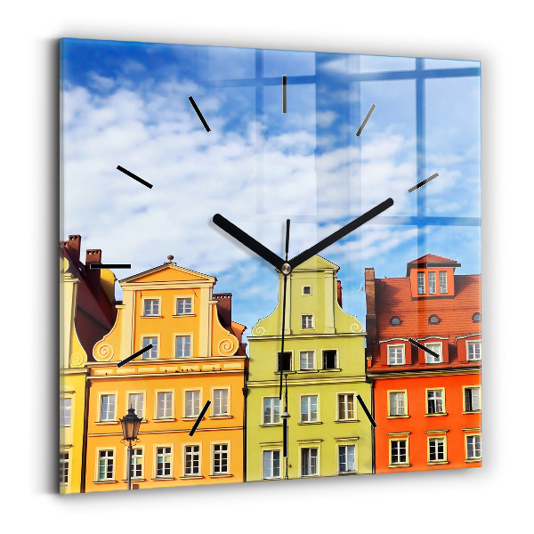 Square glass wall clock Wroclaw - Old Town