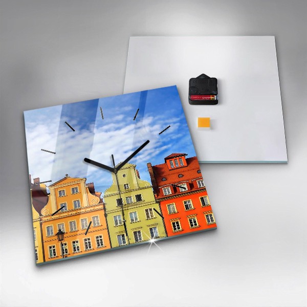 Square glass wall clock Wroclaw - Old Town