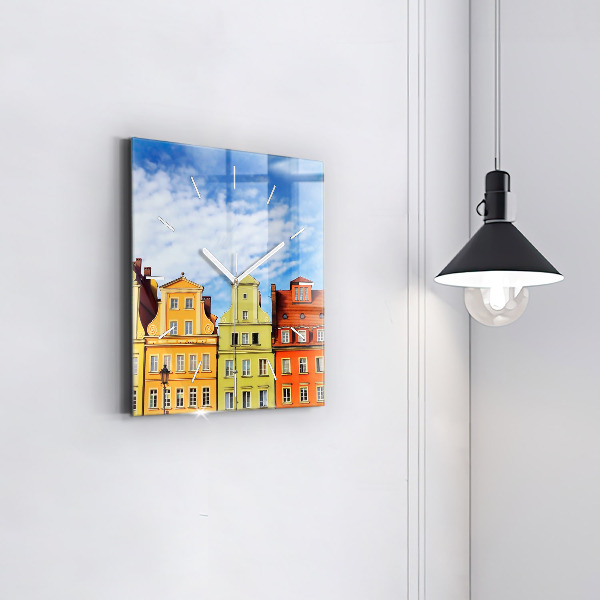 Square glass wall clock Wroclaw - Old Town