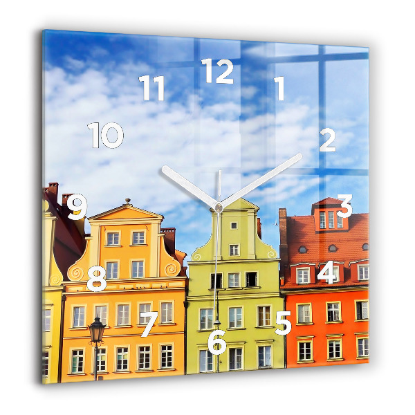 Square glass wall clock Wroclaw - Old Town
