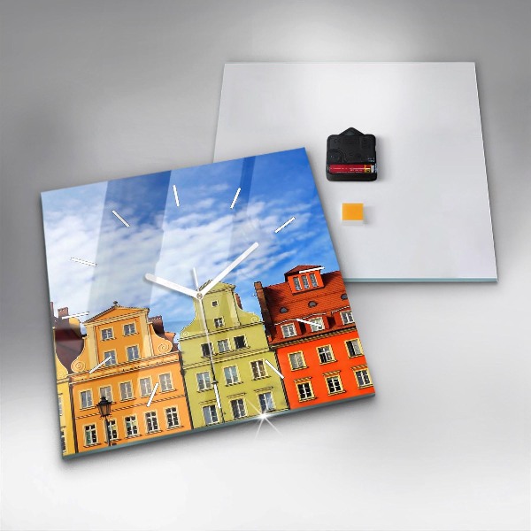 Square glass wall clock Wroclaw - Old Town