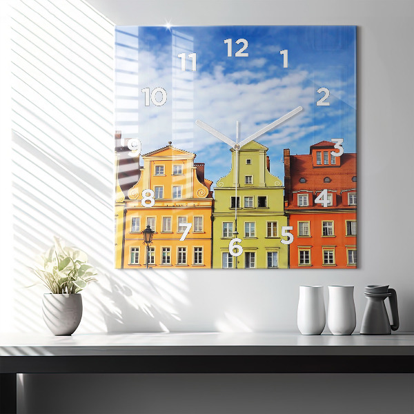 Square glass wall clock Wroclaw - Old Town