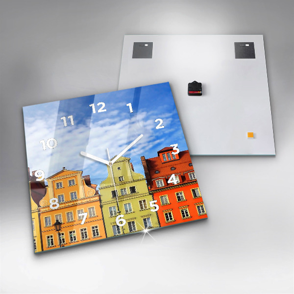 Square glass wall clock Wroclaw - Old Town