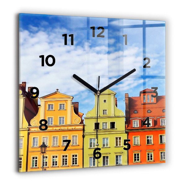 Square glass wall clock Wroclaw - Old Town