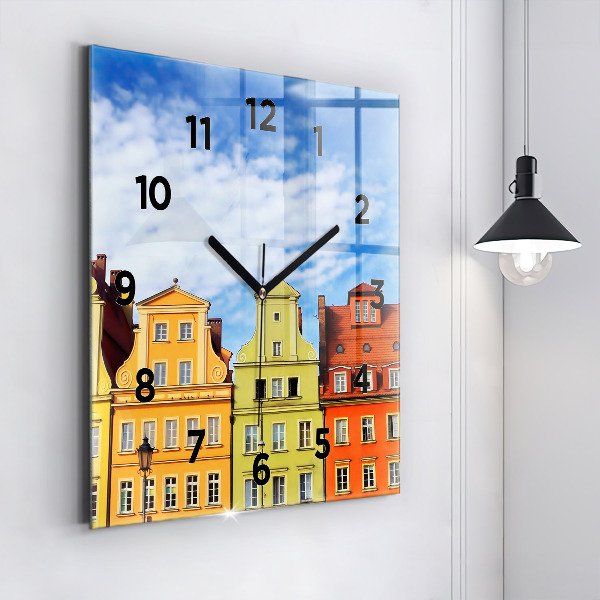 Square glass wall clock Wroclaw - Old Town