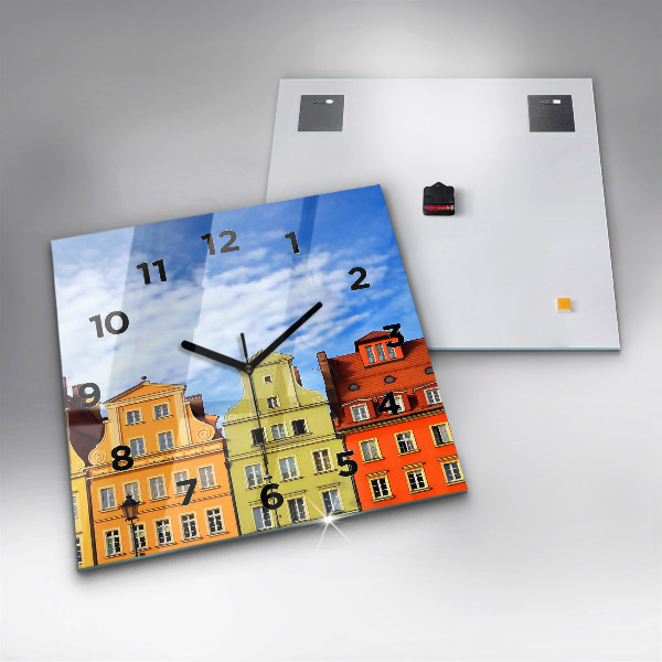 Square glass wall clock Wroclaw - Old Town
