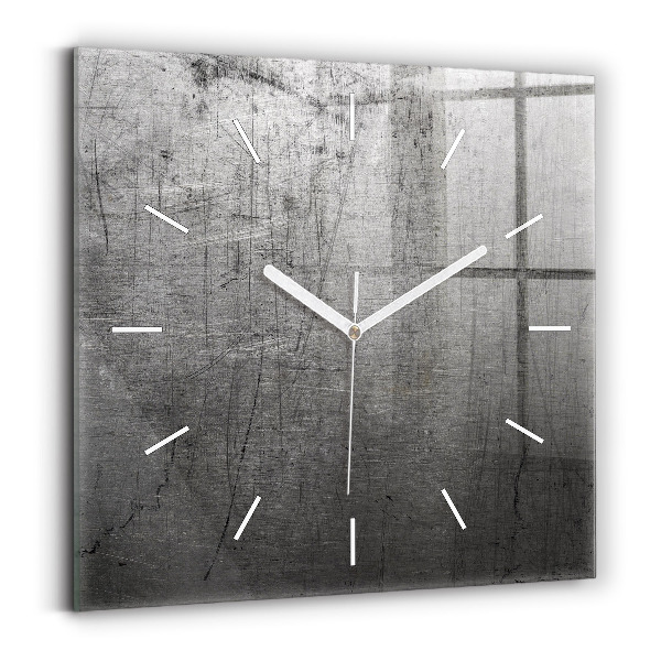 Square glass wall clock Metal wall