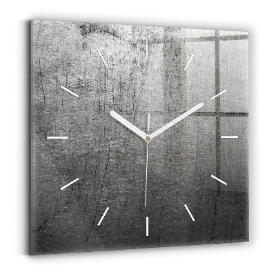 Square glass wall clock Metal wall