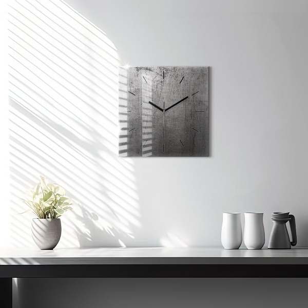 Square glass wall clock Metal wall