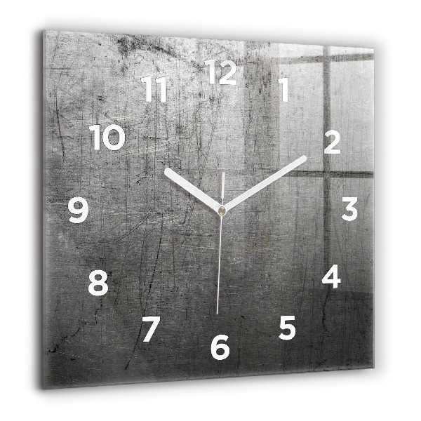Square glass wall clock Metal wall