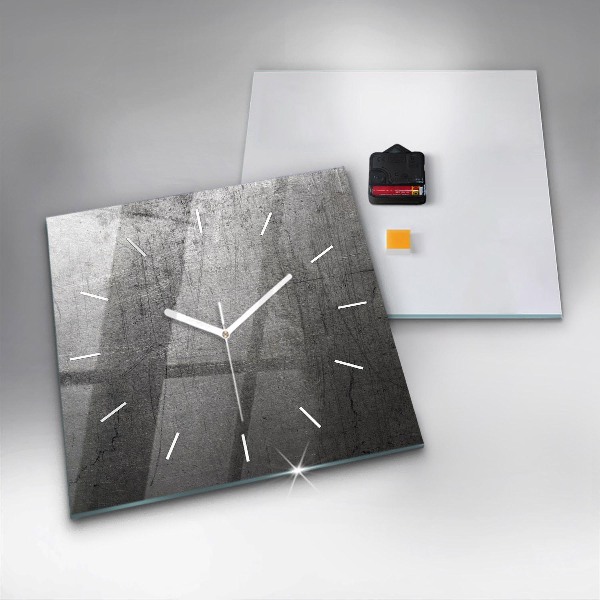Square glass wall clock Metal wall