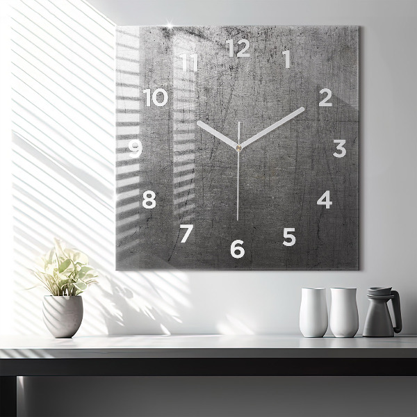 Square glass wall clock Metal wall