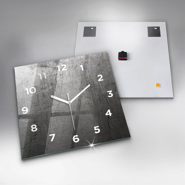 Square glass wall clock Metal wall