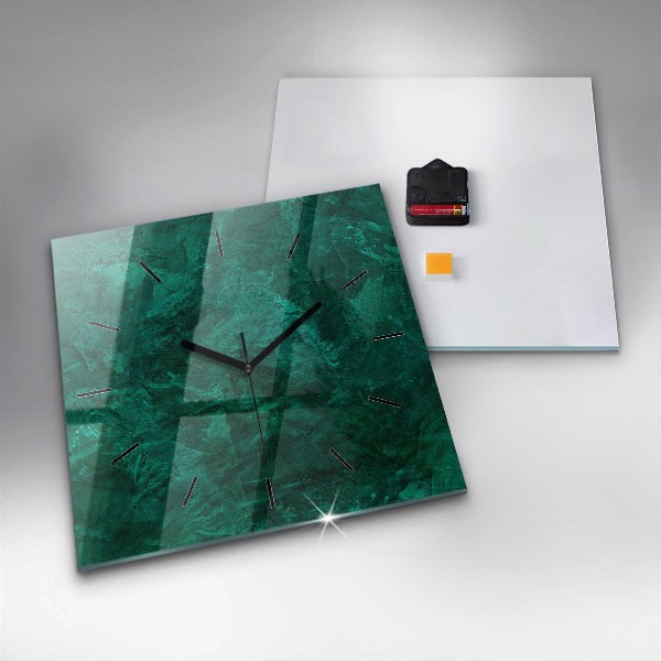 Square glass wall clock Emerald wall