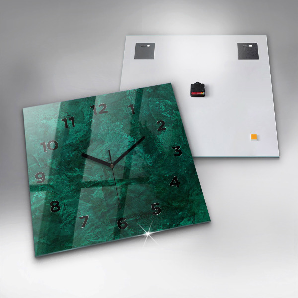 Square glass wall clock Emerald wall