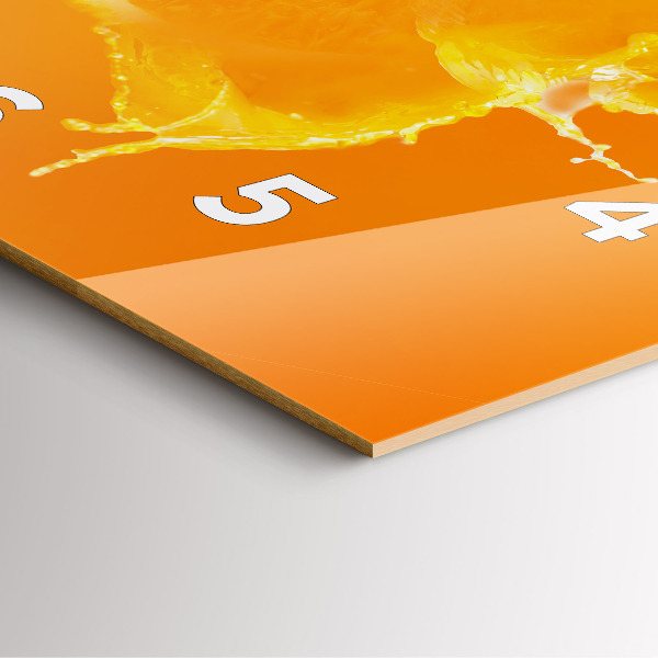 Square glass wall clock Orange