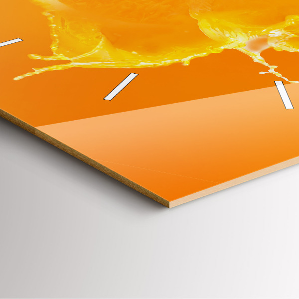 Square glass wall clock Orange
