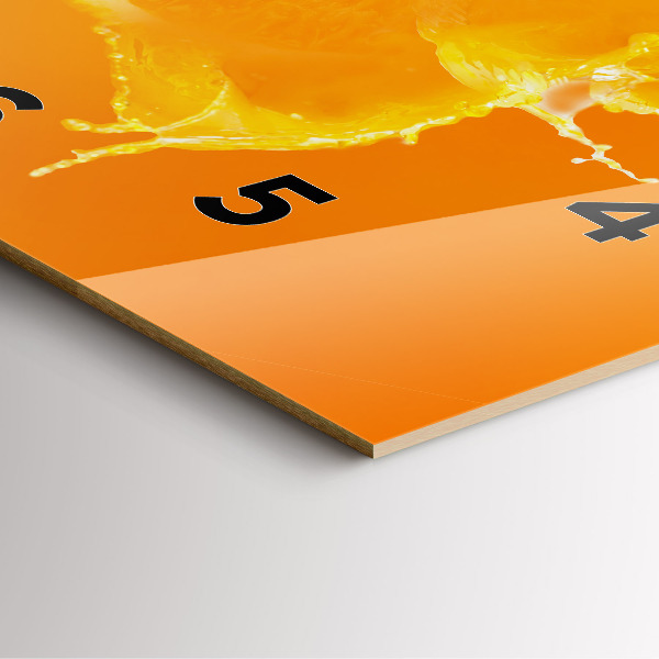 Square glass wall clock Orange