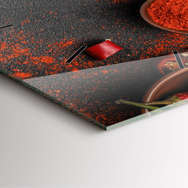 Square glass wall clock Red peppers