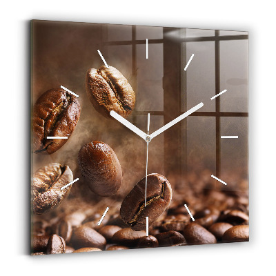Square glass wall clock Coffee beans