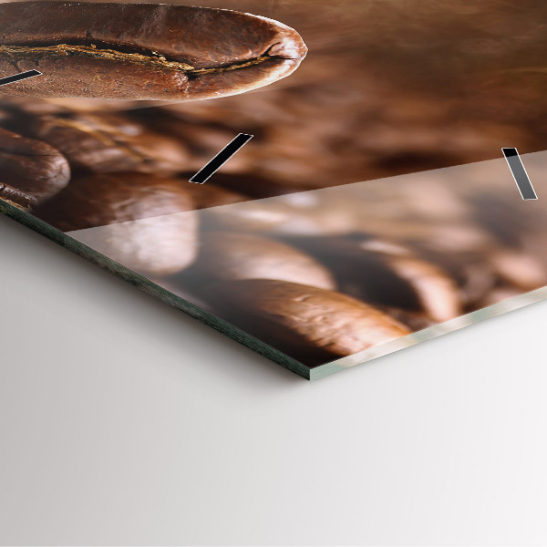 Square glass wall clock Coffee beans
