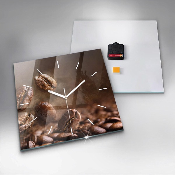 Square glass wall clock Coffee beans