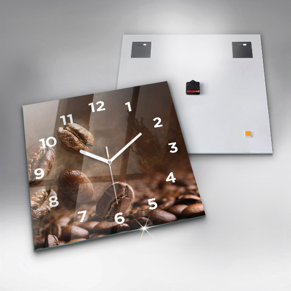 Square glass wall clock Coffee beans