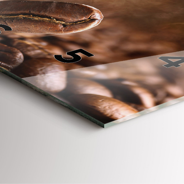 Square glass wall clock Coffee beans