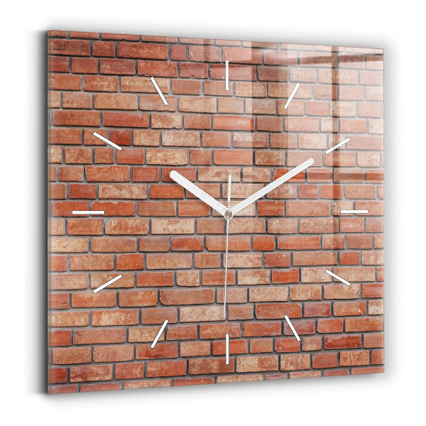 Square glass wall clock Brick wall
