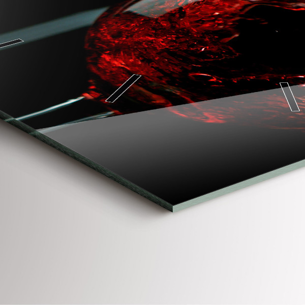 Square glass wall clock A bottle of wine