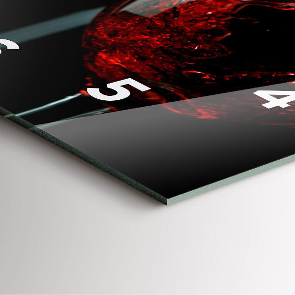 Square glass wall clock A bottle of wine