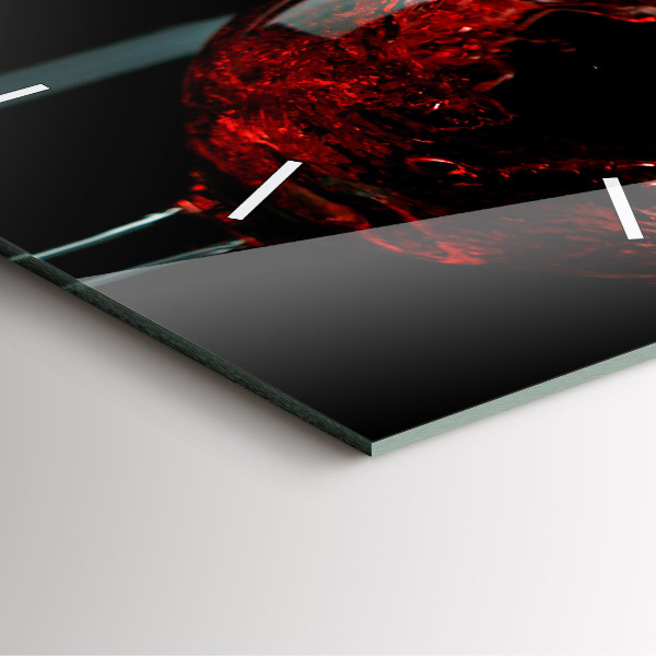 Square glass wall clock A bottle of wine