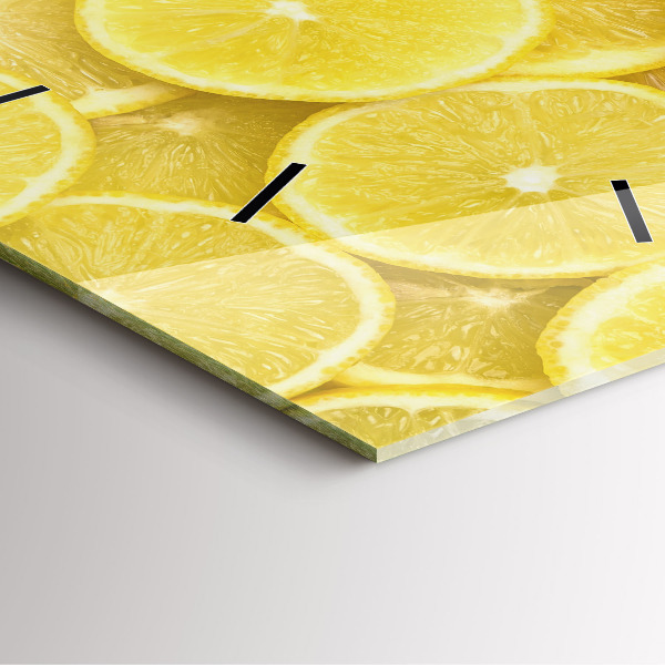 Square glass wall clock Lemon slices