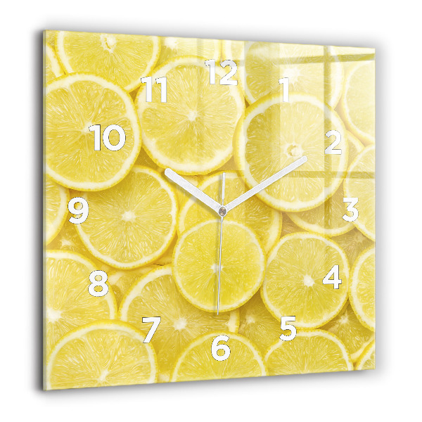 Square glass wall clock Lemon slices