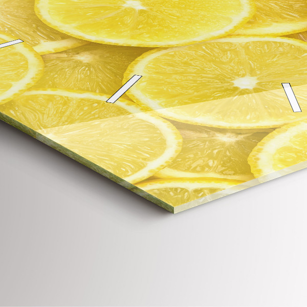 Square glass wall clock Lemon slices