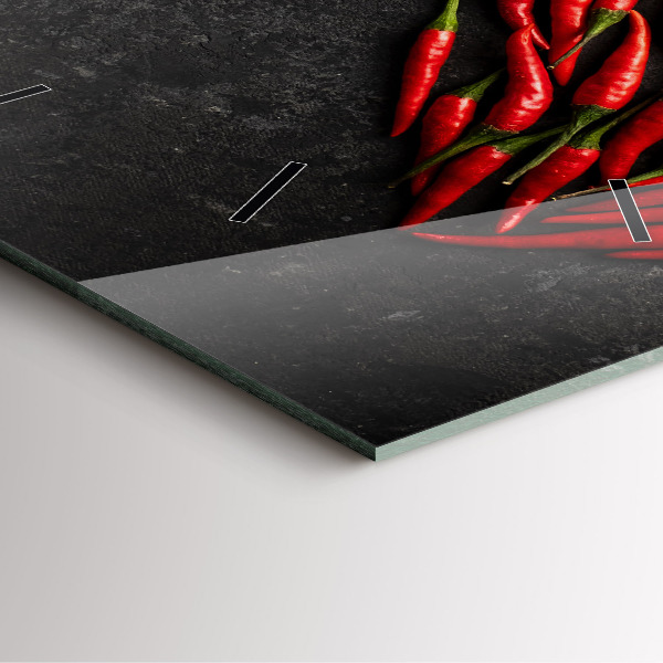 Square glass wall clock Heart of peppers