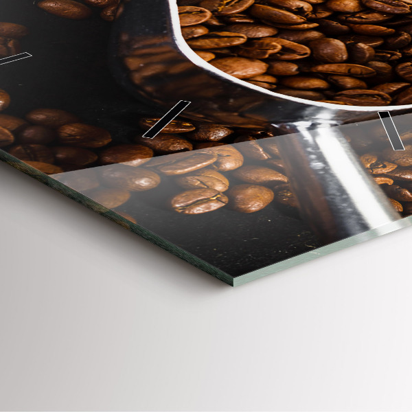 Square glass wall clock A bag of coffee beans