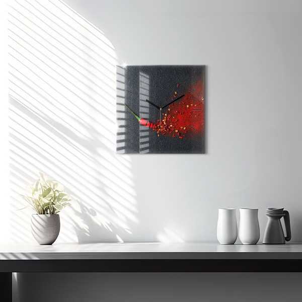 Square glass wall clock Red pepper seasoning
