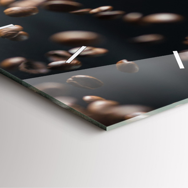 Square glass wall clock Coffee beans
