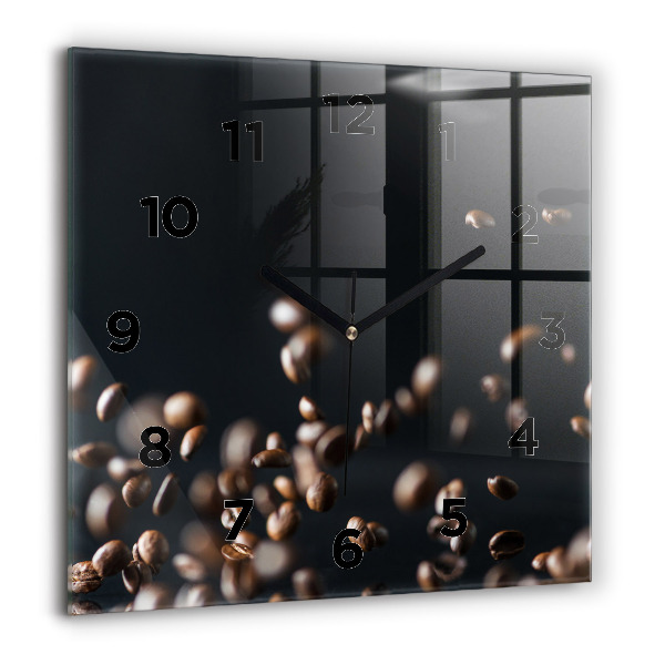 Square glass wall clock Coffee beans
