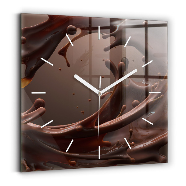 Square glass wall clock Cocoa waves