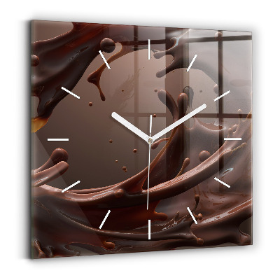 Square glass wall clock Cocoa waves